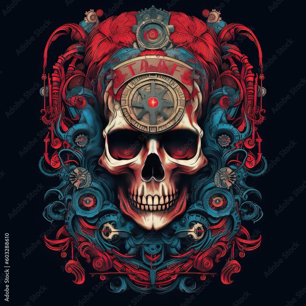 Skull Surrealism: Monochrome Expressionism in Synthwave Line Art T-Shirt Vector 3. Generative AI Skull Surrealism: Monochrome Expressionism in Synthwave Line Art T-Shirt Vector 3. Generative AI