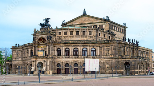 theatre square and Semper opera house in the historic old town of Dresden, Germany