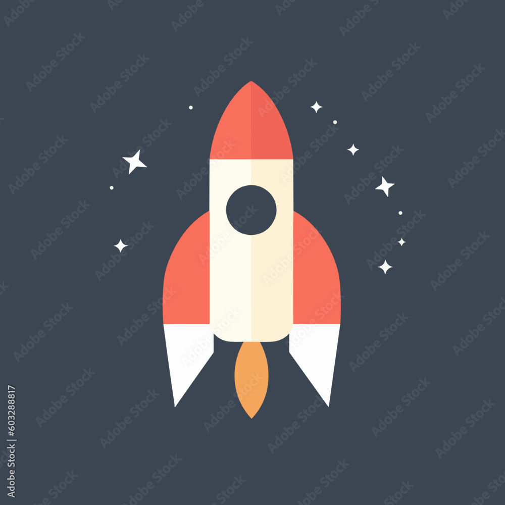 Space rocket vector, calm pastel colours, logo / symbol	