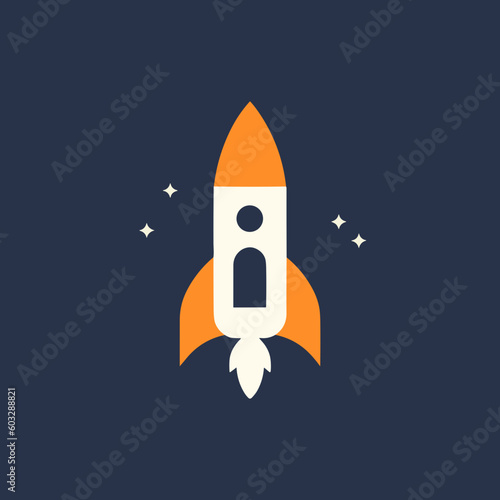 Space rocket vector, calm pastel colours, logo / symbol 
