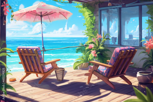 Embracing the Summer Spirit. Vibrant and lively summer concept illustration captures the essence of the season. Ai generated