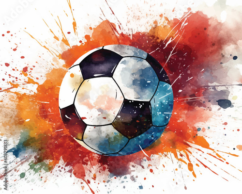 Naklejka Football abstract design template for soccer covers, sport placards, posters and flyers with ball, trendy geometric elements and patterns. Vector illustration.
