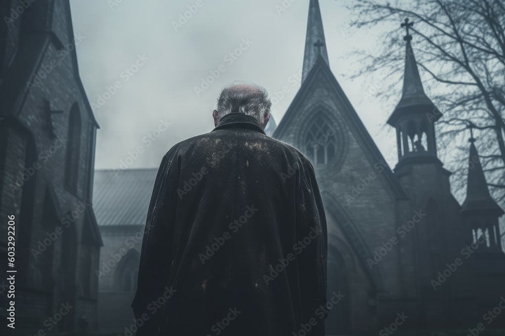 Bishop old man church. Generate AI Bishop old man church. Generate AI