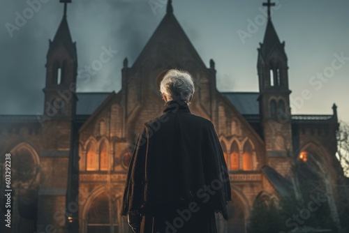 Bishop old woman church. Generate AI
