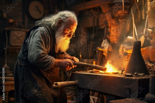 Blacksmith old man forge. Generate Ai