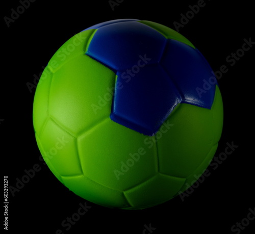 Green blue ball isolated on black  clipping path