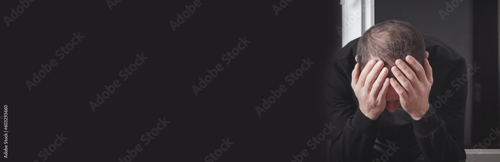 Caucasian sad and depressed man at home. Caucasian sad and depressed man at home.