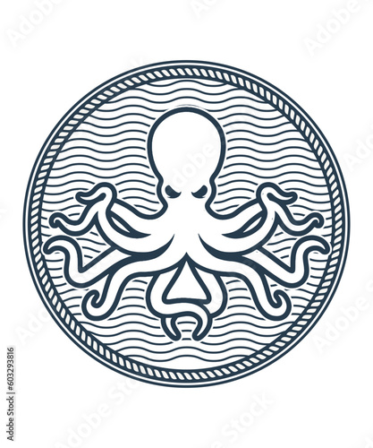 Octopus logo vector illustration silhouette tshirt design