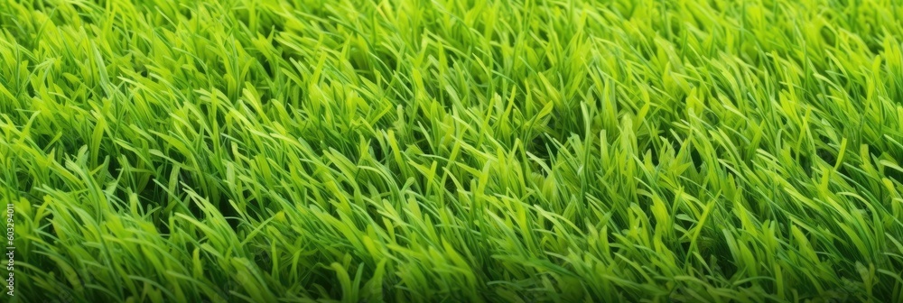 Wide format background image of green carpet of neatly trimmed grass. Beautiful grass texture on bright green mowed lawn, field, grassplot in nature. Generative AI Wide format background image of green carpet of neatly trimmed grass. Beautiful grass texture on bright green mowed lawn, field, grassplot in nature. Generative AI