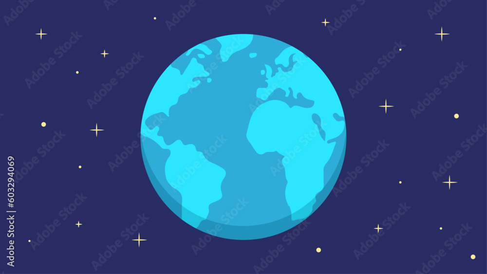 Vector Illustration, Background, Earth in Space, Stars