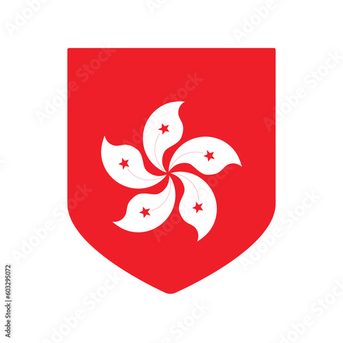 The Flag of Hong Kong. Hong kong flag in shape  photo