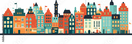 retro minimalistic art, dutch city, Amsterdam, vector art, pastel colors.	
