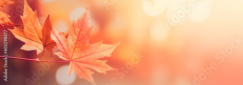 Autumn background with maple leaves - Generative AI