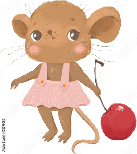 Cute mouse illustration. Hand draw mouse