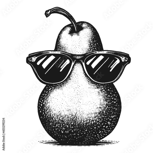pear wearing sunglasses sketch 