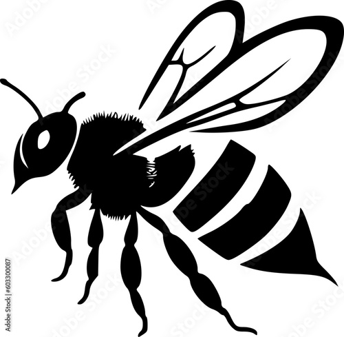 Honeybee | Black and White Vector illustration