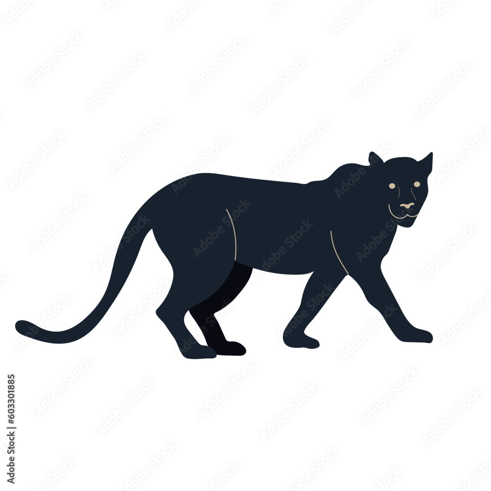 Black panther vector illustration isolated on white background. Side view.