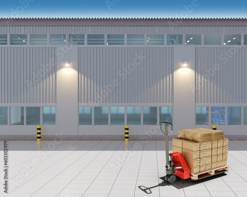 Warehouse area. Unloading a...