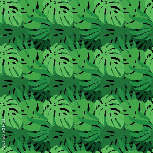 Leaves of the monstera. Exotic print. Seamless pattern. Vector.