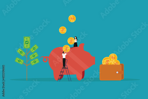 Young couple makes an investment for the future 2d vector illustration concept for banner, website, illustration, landing page, flyer, etc.