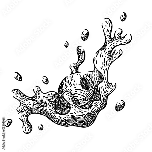 oline oil splash hand drawn. food olive, natural branch, green plant, mediterranean fresh, leaf leaves oline oil splash vector sketch. isolated black illustration