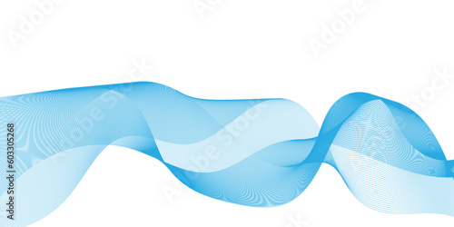 Abstract blue wave on white background. Vector illustration for your design. 