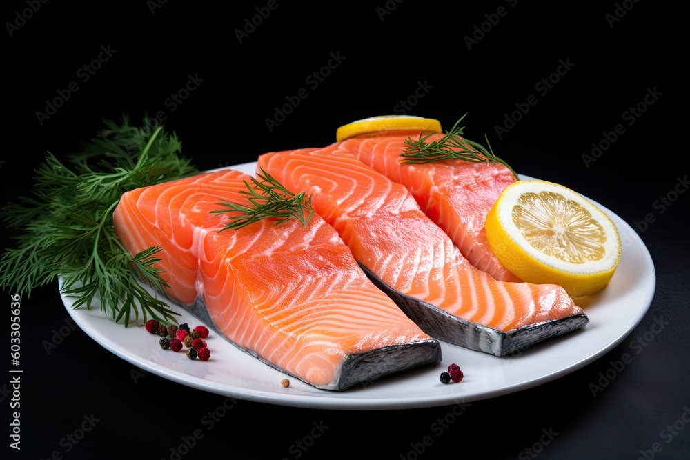 Freshly-Caught Salmons with Herbs and Lemon - Perfect Dinner Meal: Generative AI