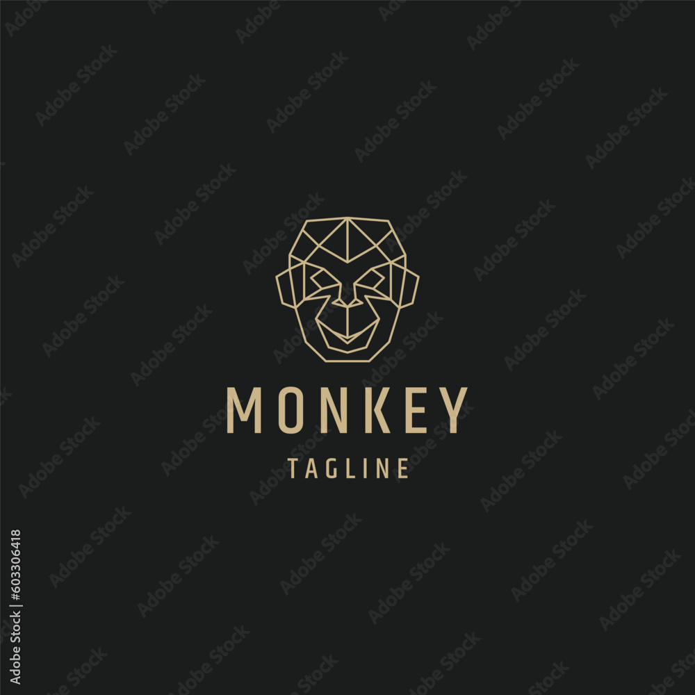 Fototapeta premium Monkey head line art logo design template