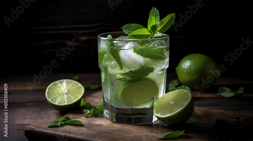 Refreshing summer cocktail mojito. Generative AI image