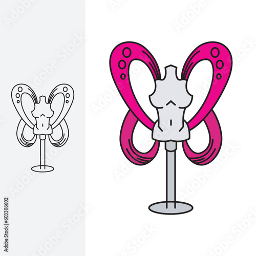 butterfly headless props Logo symbol and icon Template vector. logo with monoline style,
