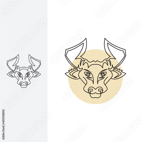 Bull Logo symbol and icon Template vector. logo with monoline style,
