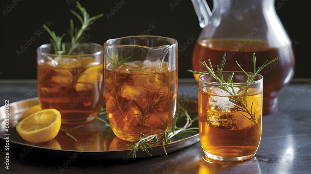 Ice tea, fresh summer drink. Generative AI image Ice tea, fresh summer drink. Generative AI image
