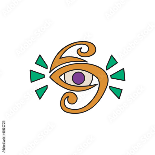 mystical eyes with tendrils circling logo design template sign. solid color style,
