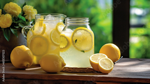 Lemonade: A classic and timeless summer drink. Generative AI image