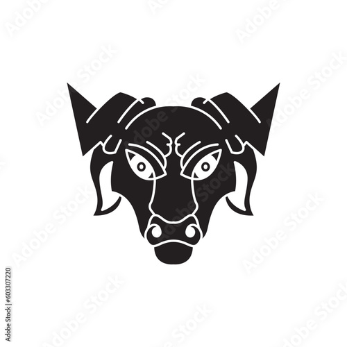 fierce cow logo modern sign template. Tattoo stylish and silhouette stylish.

