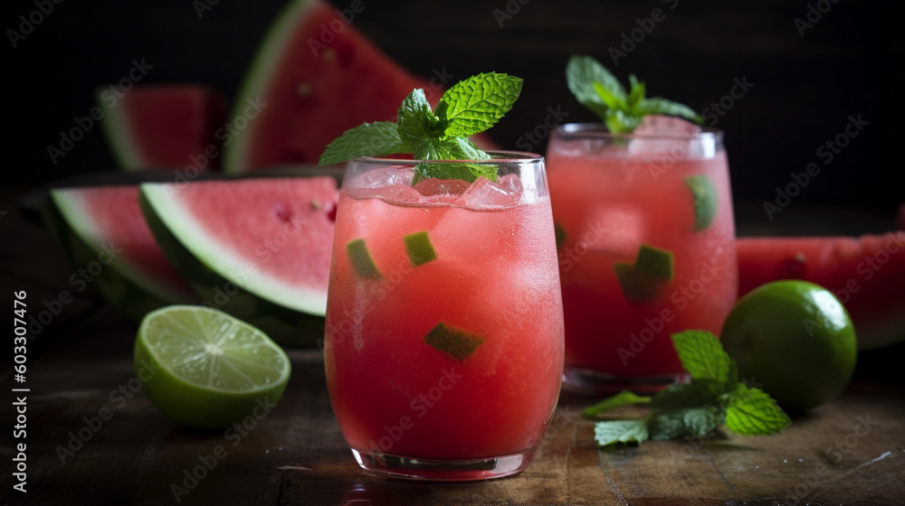 Watermelon Agua Fresca. Generative AI image Watermelon Agua Fresca. Generative AI image