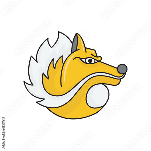 fox logo design template sign. solid color style,
