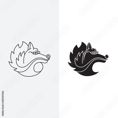 Fox logo design template sign. monogram style and silhouette stylish.
