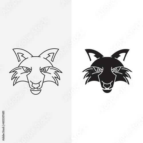 jackal logo design template sign. Line art style and silhouette stylish.
