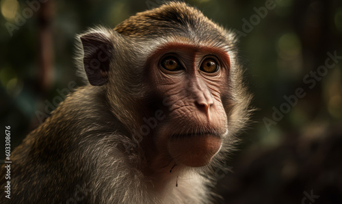 photo of macaque in its natural habitat. Generative AI