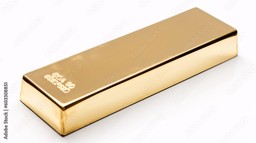 Golden Ingots Stack on White Background generative ai Golden Ingots Stack on White Background generative ai