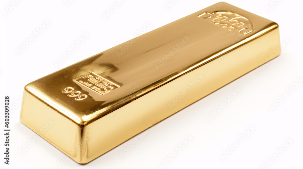 Lustrous Gold Bar on White Background generative ai Lustrous Gold Bar on White Background generative ai