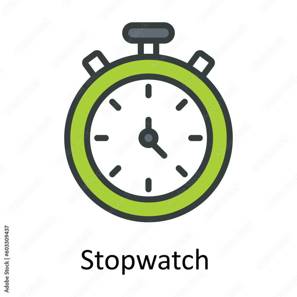 Stopwatch vector Fill outline Icon Design illustration. Work in progress Symbol on White background EPS 10 File Stopwatch vector Fill outline Icon Design illustration. Work in progress Symbol on White background EPS 10 File