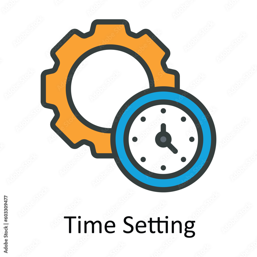 Time Setting vector Fill outline Icon Design illustration. Work in ...