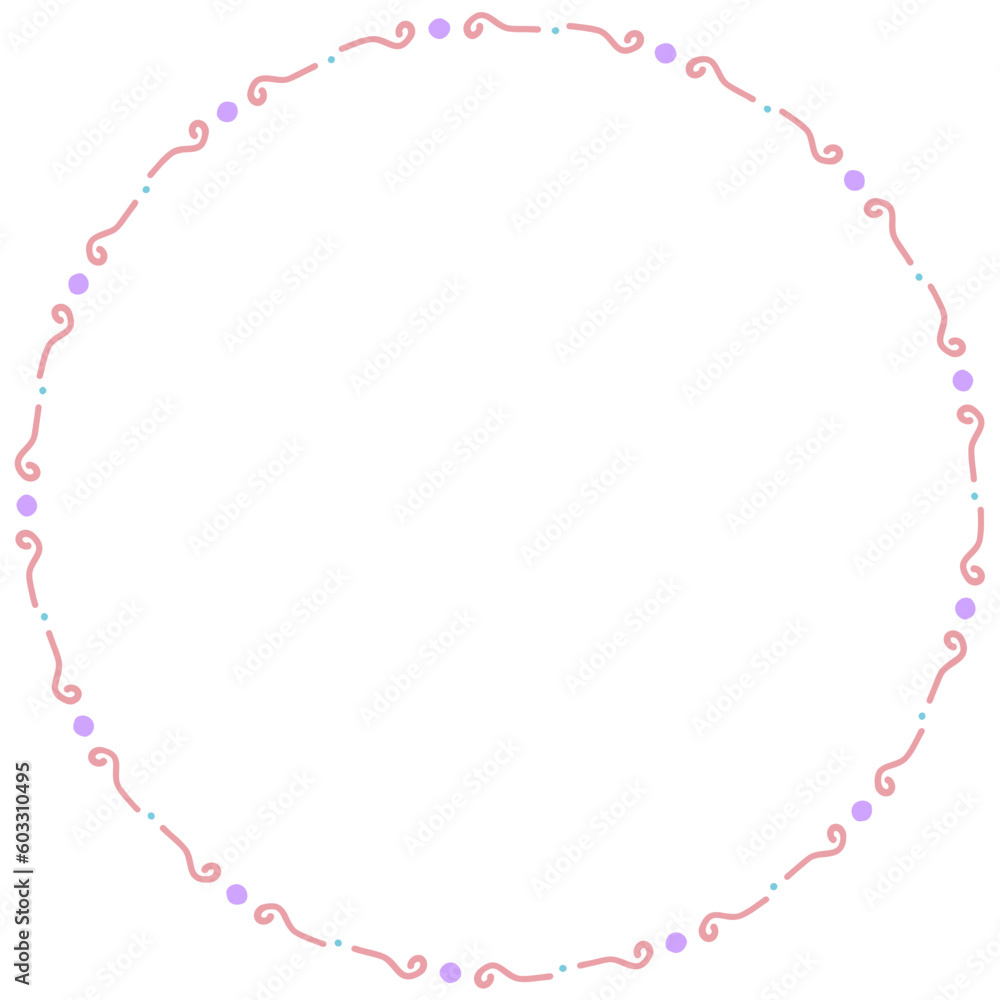 Naklejka premium Cute pastel circle border frame