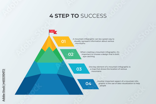 mountain peak infographic, polygon illustration