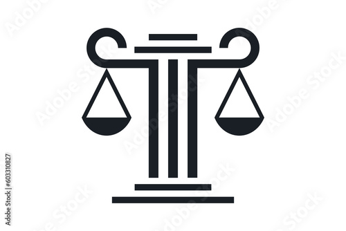 Simple elegant law firm logo , justice logo, black and white background