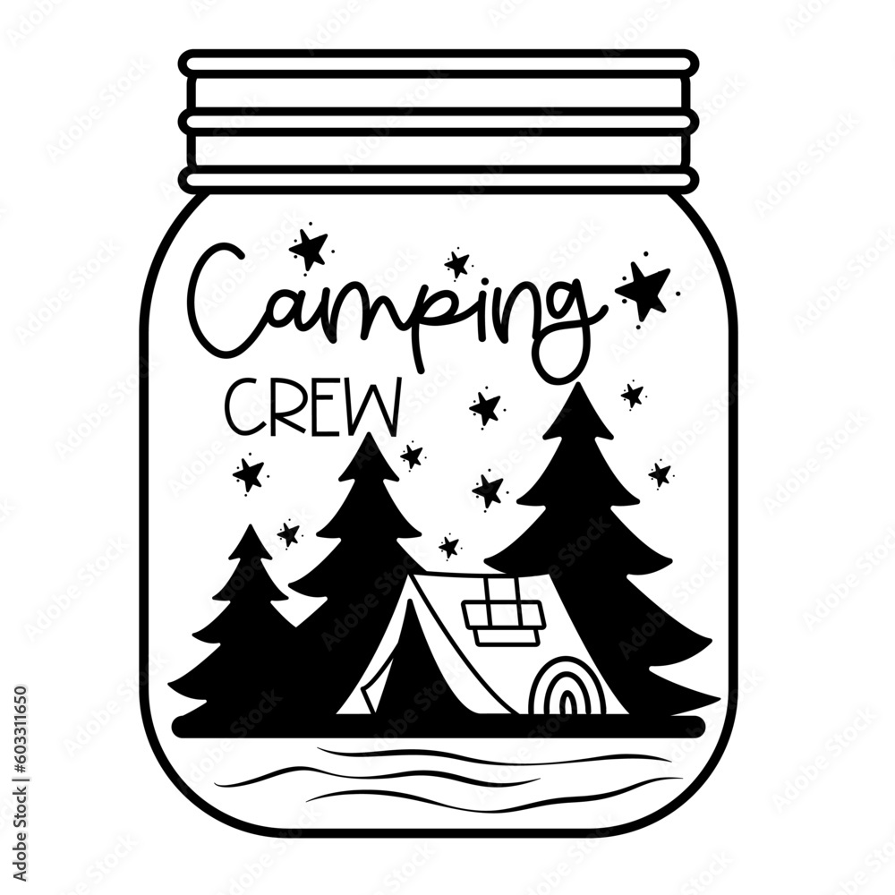 Camping Hand drawn motivation lettering phrase in modern calligraphy style. Inspiration slogan for print and poster design. Vector illustration