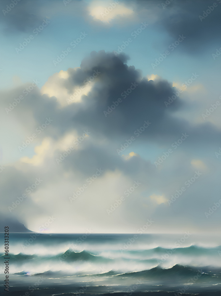 Storm sea lanscape. AI generated illustration Storm sea lanscape. AI generated illustration