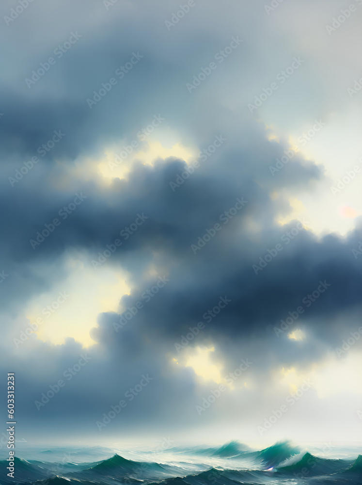 Storm sea lanscape. AI generated illustration Storm sea lanscape. AI generated illustration